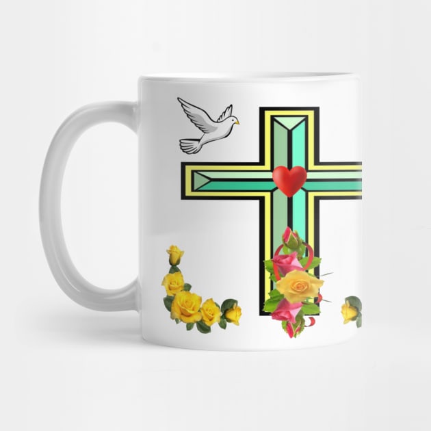 CHRISTIAN CROSS With YELLOW ROSES by SHOW YOUR LOVE